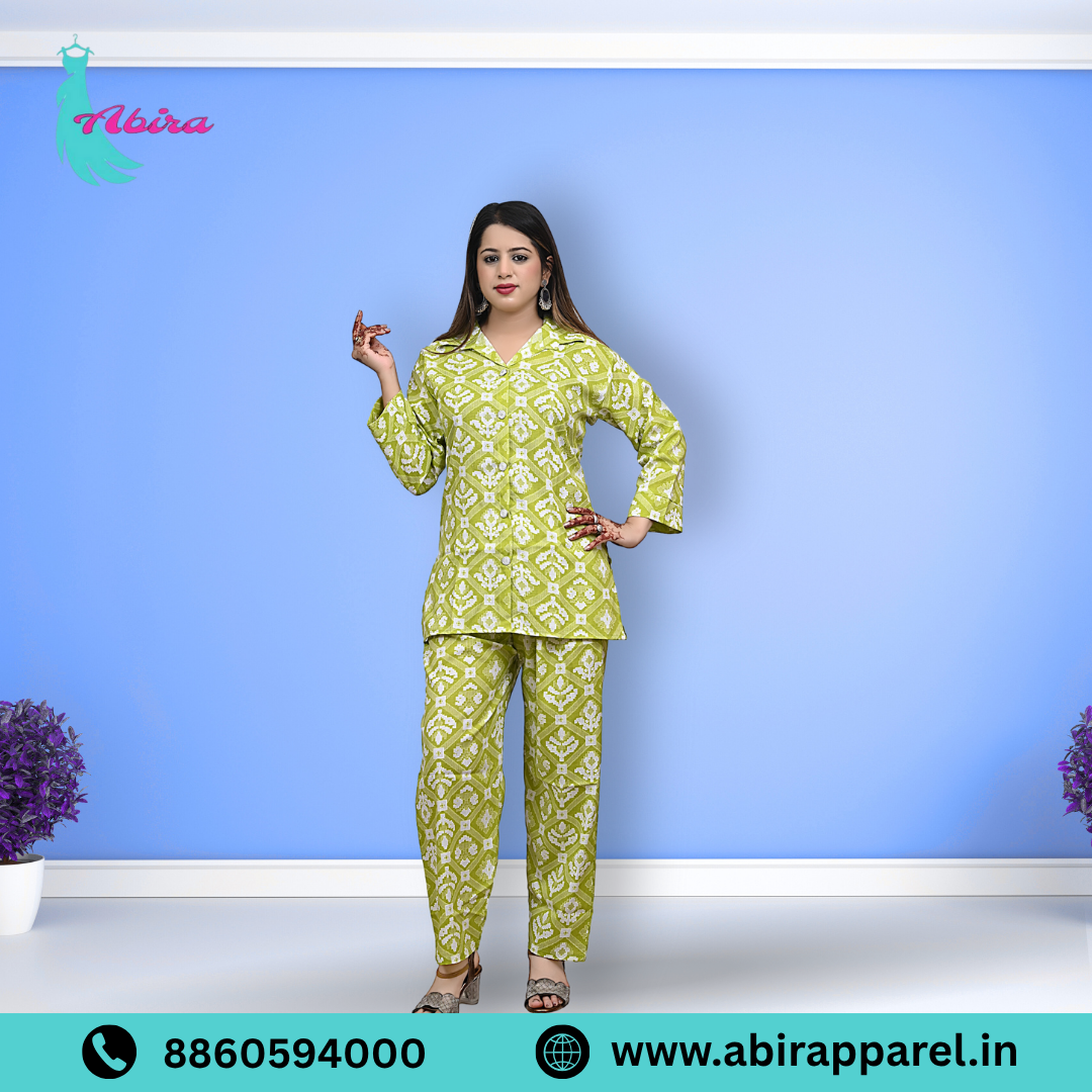 Green Ikat Printed Cotton Co-Ord Set – Trendy & Comfortable Daily Wear for Women