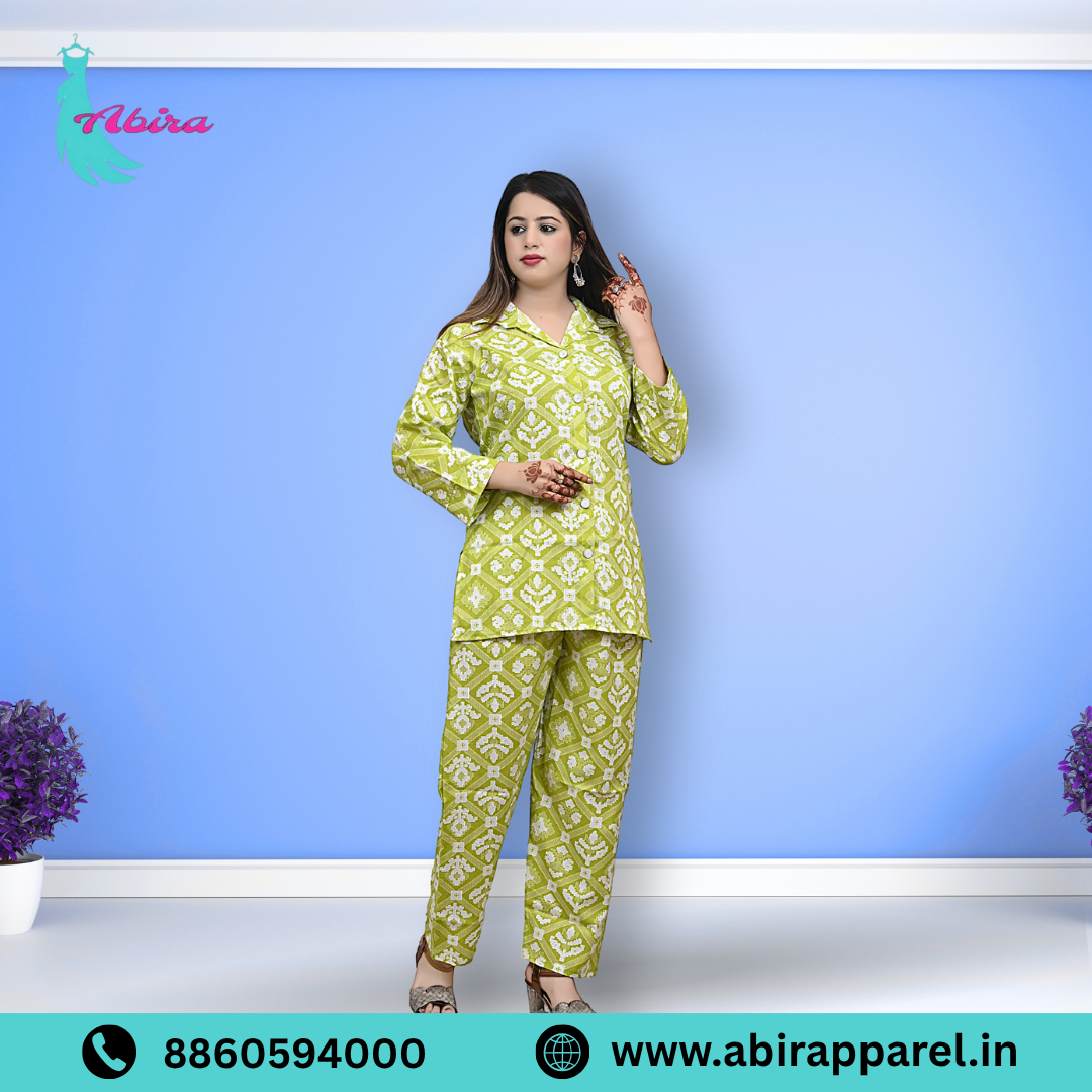 Green Ikat Printed Cotton Co-Ord Set – Trendy & Comfortable Daily Wear for Women
