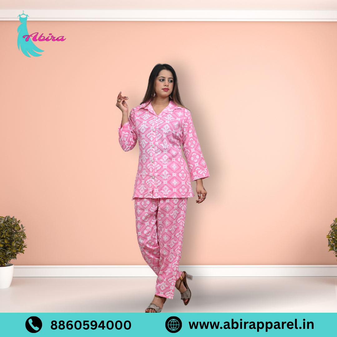Pink Ikat Printed Cotton Co-Ord Set – Cute, Comfy & Stylish Daily Wear for Women
