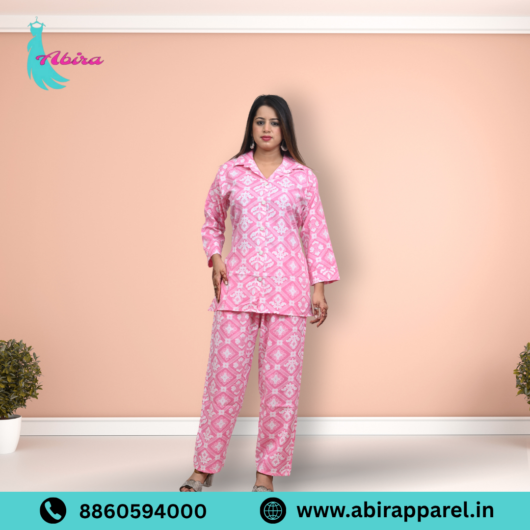 Pink Ikat Printed Cotton Co-Ord Set – Cute, Comfy & Stylish Daily Wear for Women